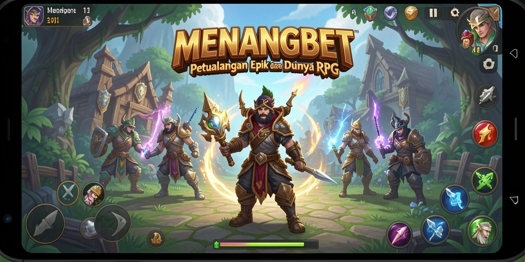 Tampilan utama MENANGBET dengan aksi seru dalam gameplay RPG.