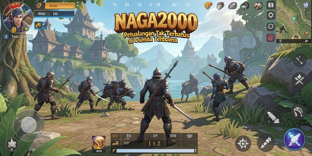 Screenshot gameplay NAGA2000 yang menampilkan petualangan di dunia terbuka.
