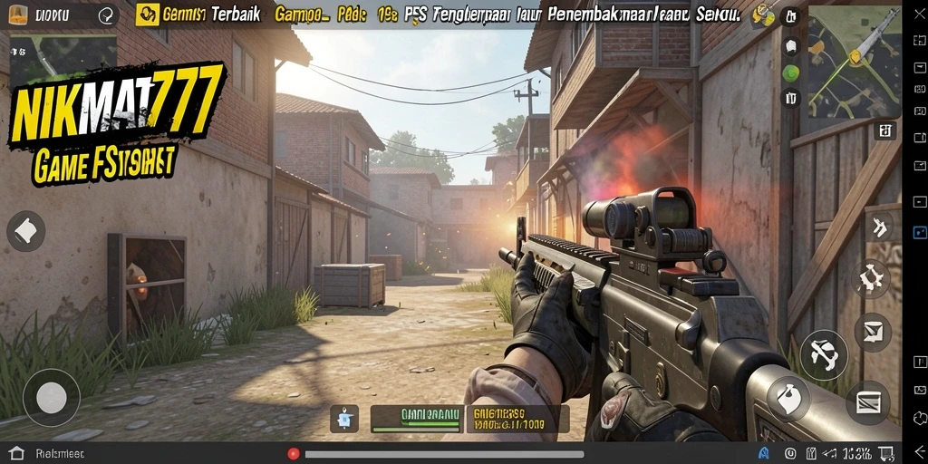 Screenshot utama NIKMAT777 menampilkan aksi seru dalam pertempuran FPS.