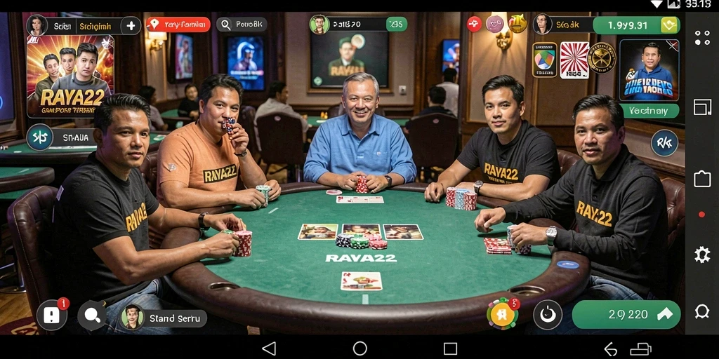 Tampilan gameplay RAYA22 yang menarik dan mendebarkan saat bermain Poker.