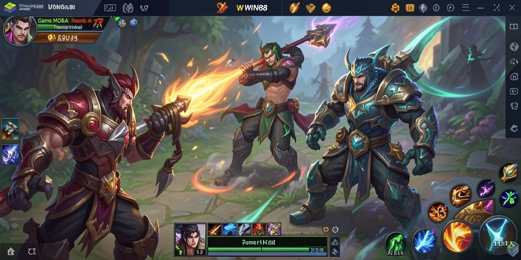 Tampilan aksi seru dari gameplay MOBA di WIN88.
